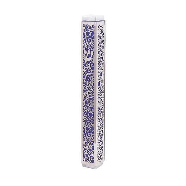 Metal Cutout Mezuzah Case, Pomegranate