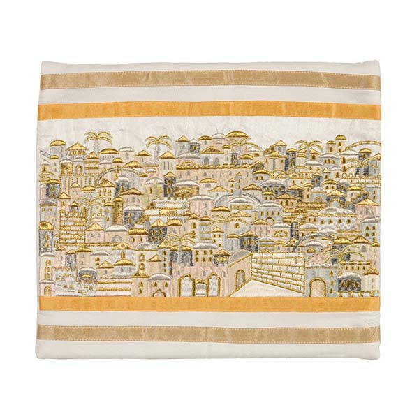 Embroidered Silk Tallit Bag, Jerusalem