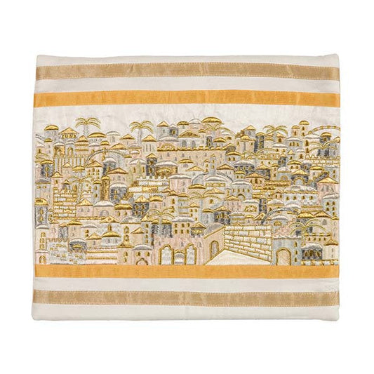 Embroidered Silk Tallit Bag, Jerusalem