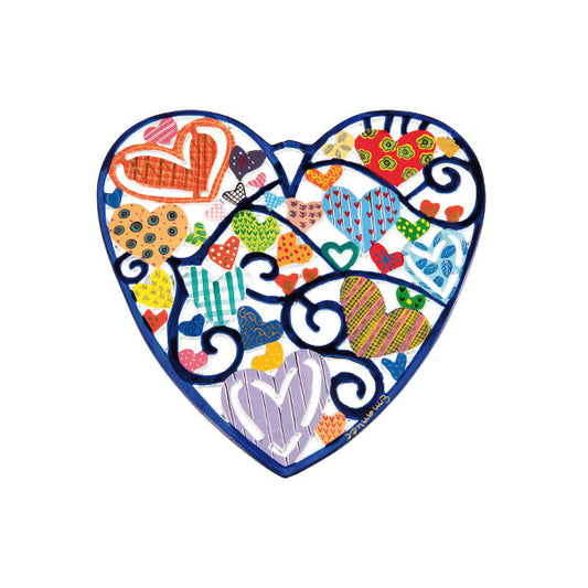 Hand Painted Metal Heart, Multicolor Hearts