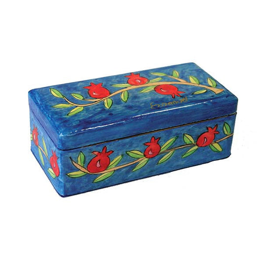 Hand Painted Wood Travel Candlesticks, Pomegranate