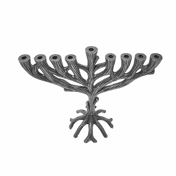 Metal Tree of Life Menorah, Silver , 10"