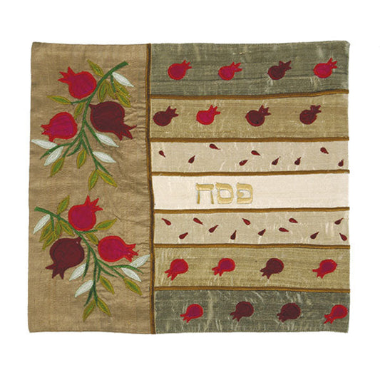 Appliqued Fabric Matzah Cover, Pomegranate