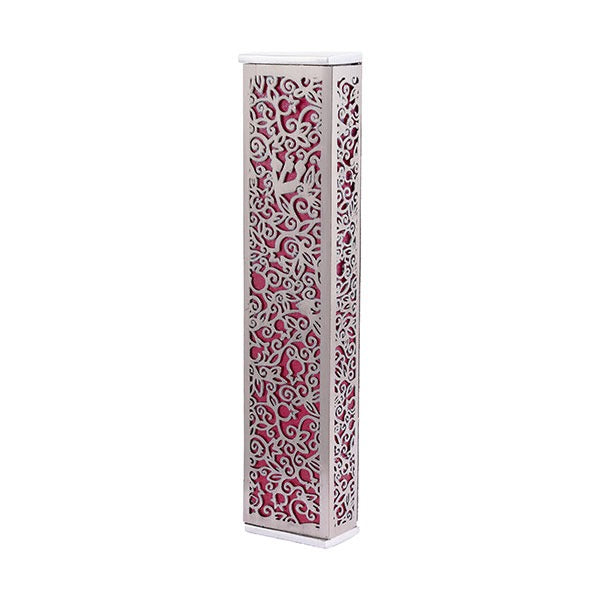 Metal Cutout Mezuzah Case, Pomegranate