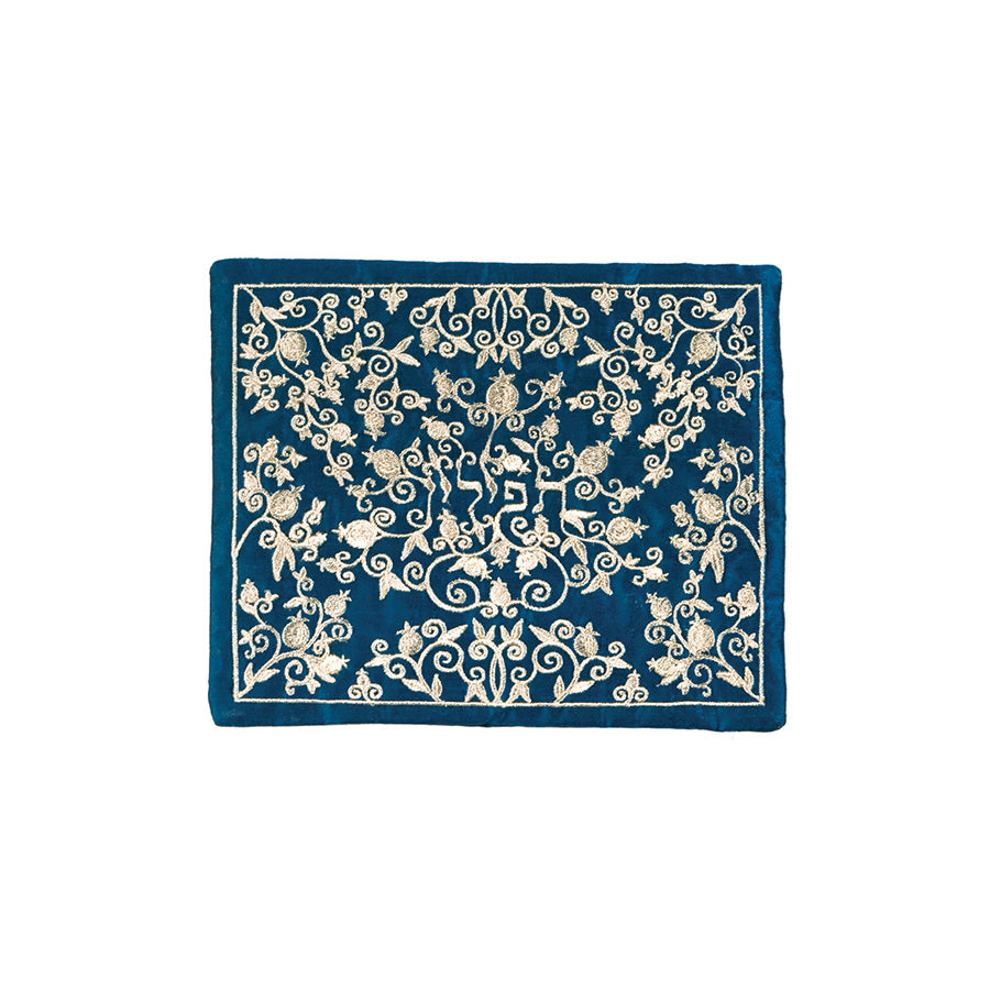 Embroidered Silk Tefillin Bag, Pomegranate