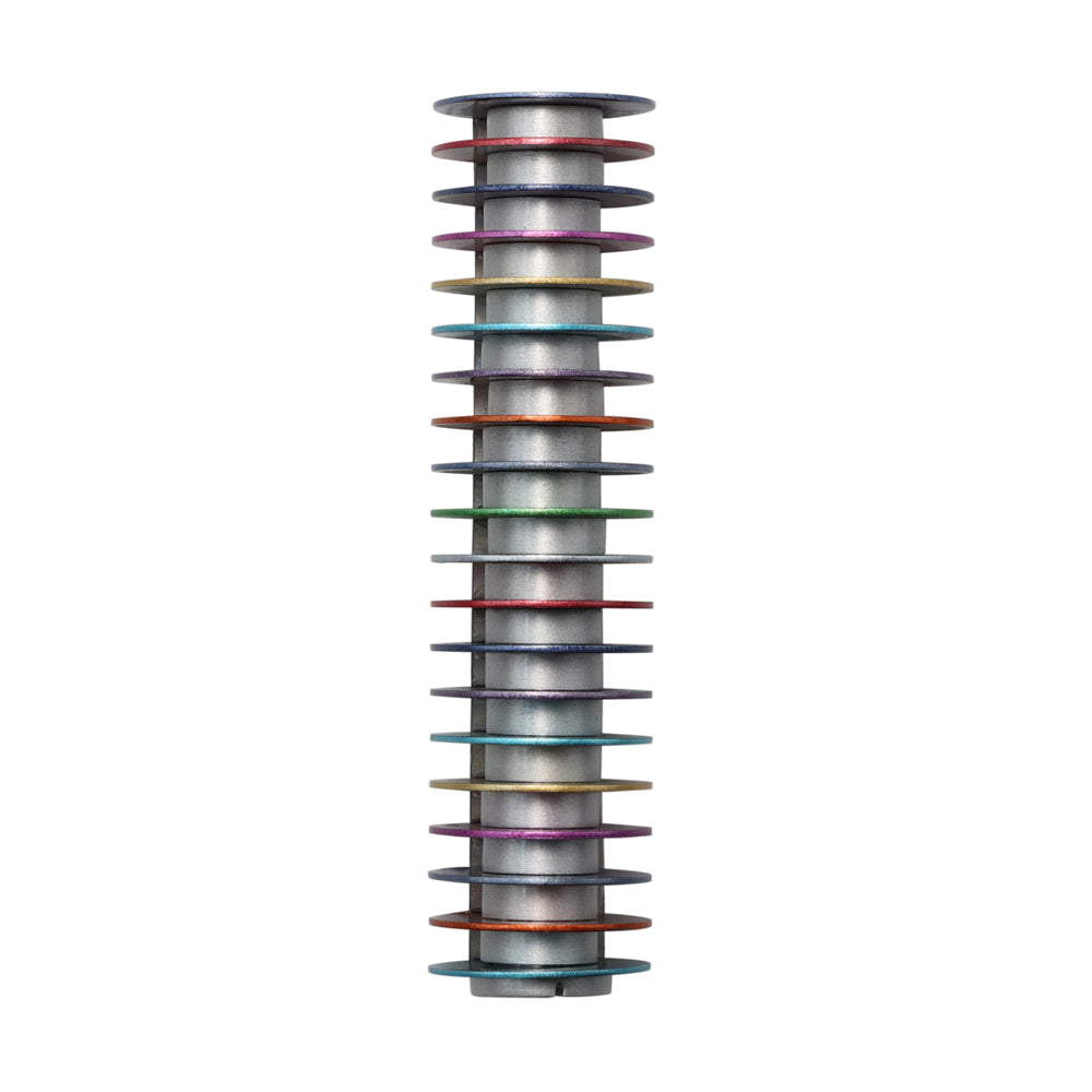 Anodized Aluminum Mezuzah Case, Multicolor Discs, 4.5"