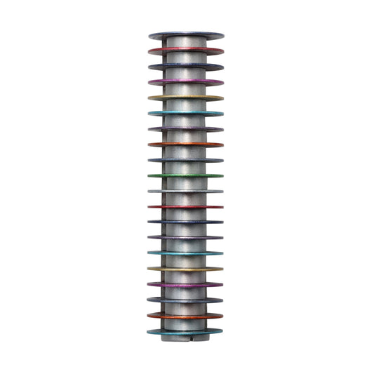 Anodized Aluminum Mezuzah Case, Multicolor Discs, 4.5"