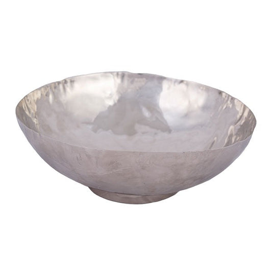 Hammered Metal Round Bowl with Base