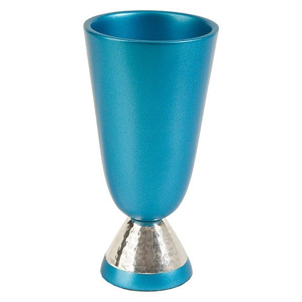Anodized Aluminum Kiddush Cup, Turquoise Hammered Base
