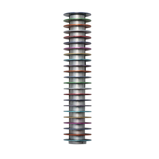 Ridged Metal Mezuzah Case, Multicolor Discs