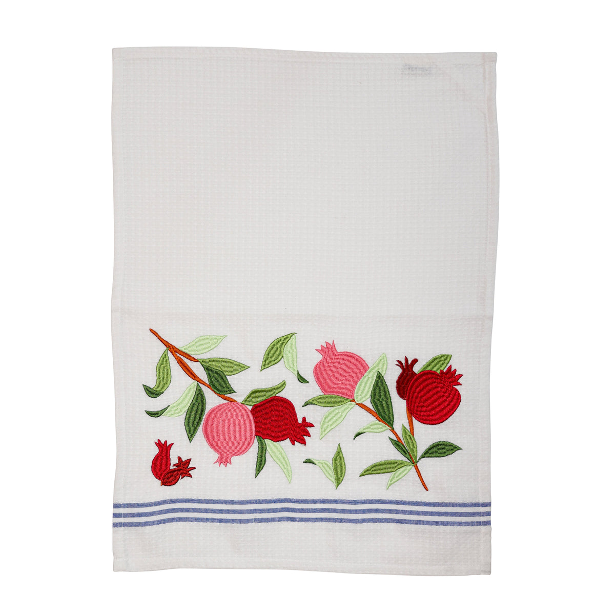 Embroidered Cotton Netilat Yedayim Towel, Pomegranate