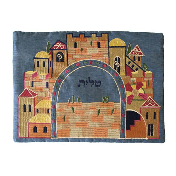 Embroidered Silk Tallit Bag, Jerusalem