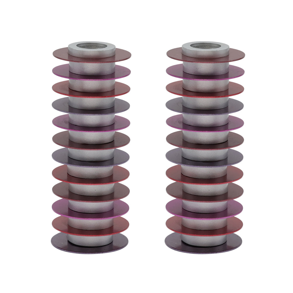 Stacked Disc Aluminum Shabbat Candlesticks, Maroon