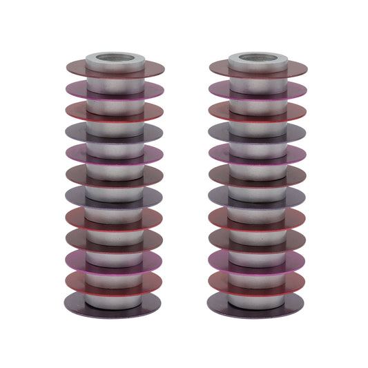 Stacked Disc Aluminum Shabbat Candlesticks, Maroon