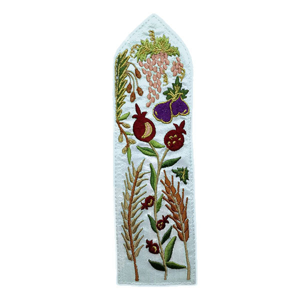 Embroidered Fabric Bookmark, Seven Species