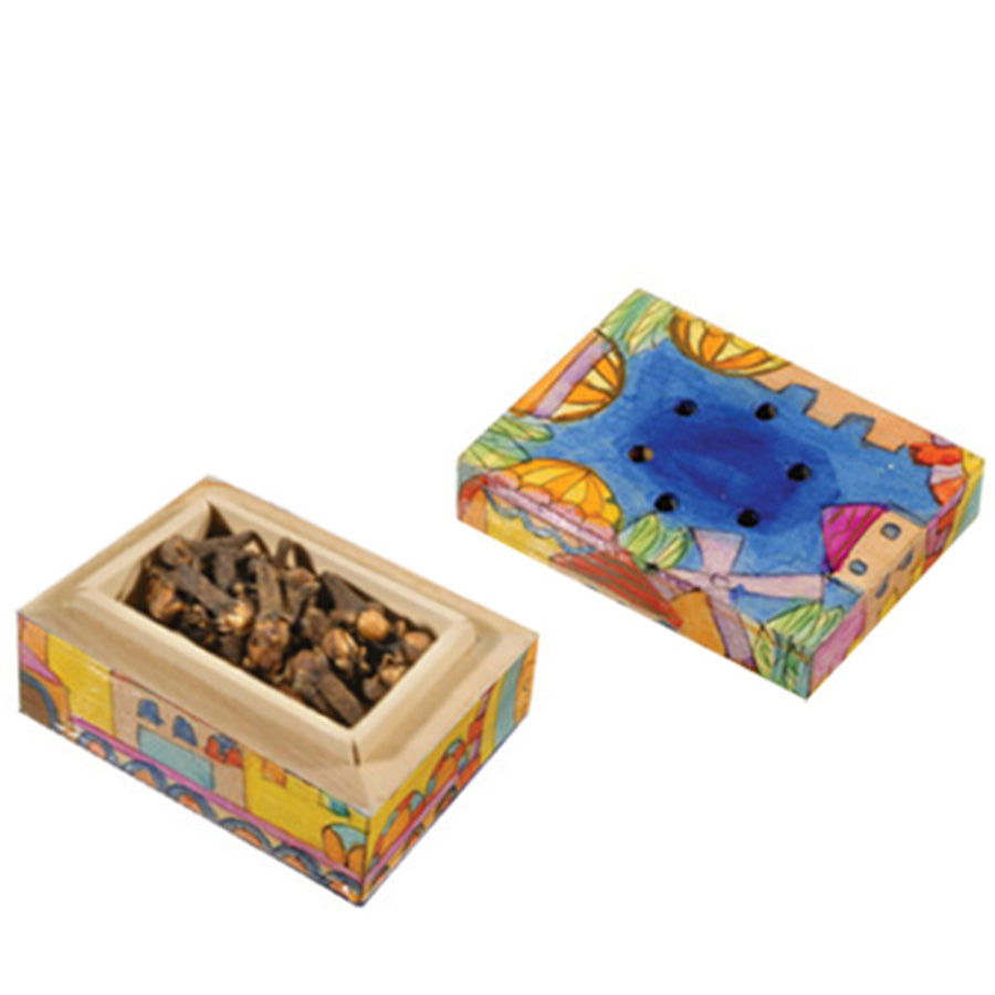 Hand Painted Wood Spice Box, Jerusalem