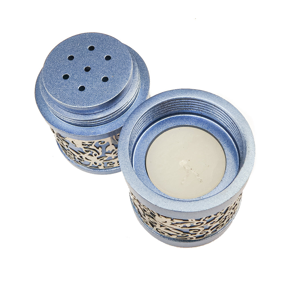 Cutout Metal Travel Havdallah Set, Blue