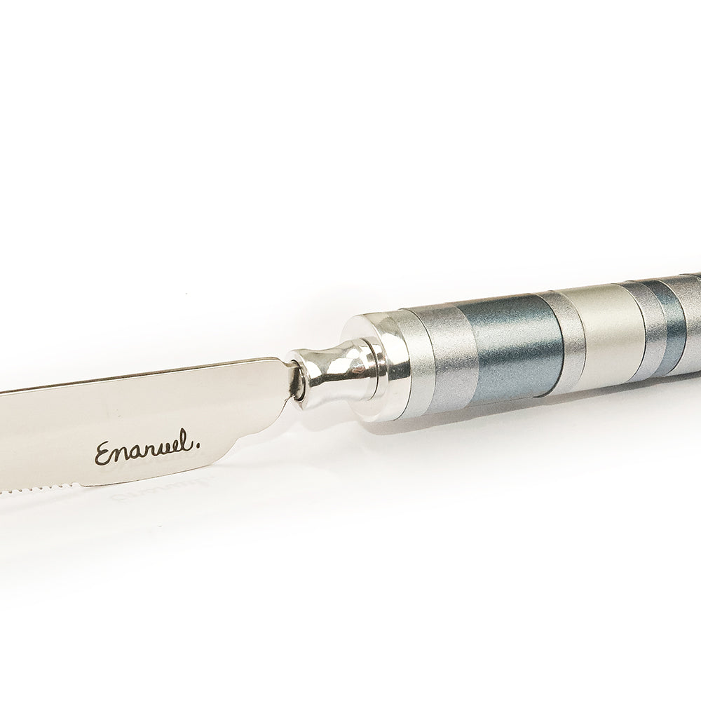 Ringed Handle Challah Knife, Gray