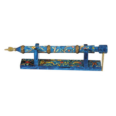 Hand Painted Wood Torah Pointer, Oriental Floral
