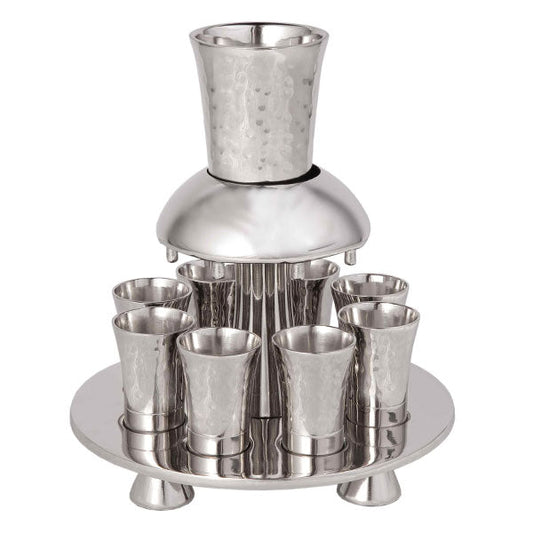 Hammered Nickel Kiddush Fountain, 8 Cups