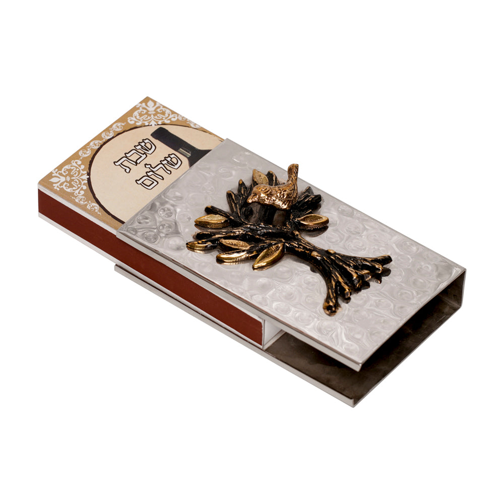 Hand Hammered Metal Matchbox Holder, Tree of Life