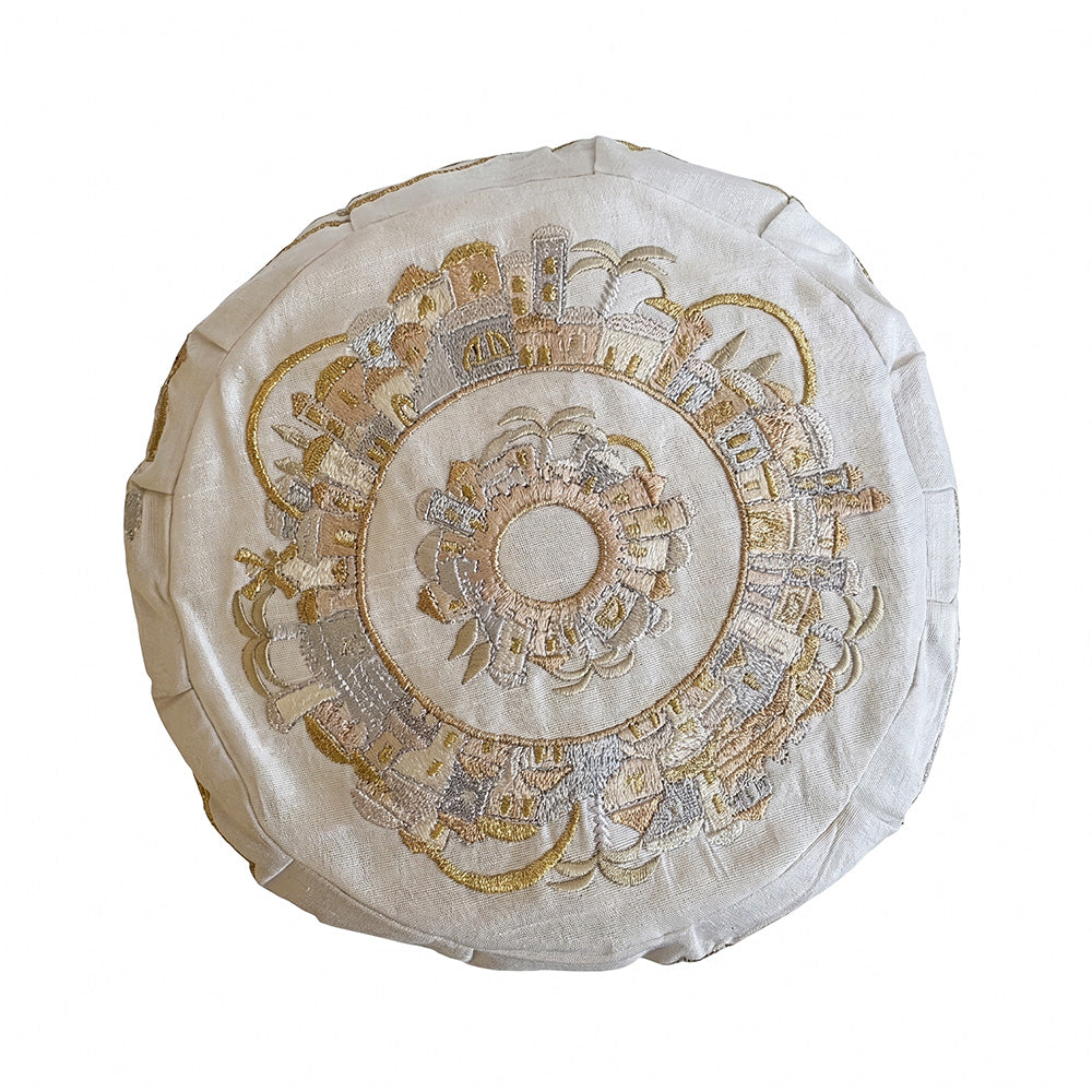 Embroidered Bucharian Kippah, Jerusalem Gold