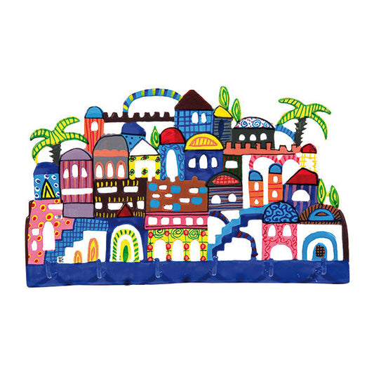 Hand Painted Metal Key Holder, Jerusalem Skyline