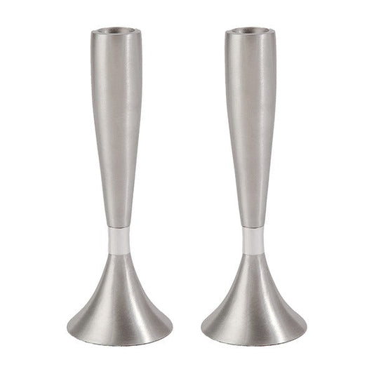 Modern Tapered Aluminum Shabbat Candlesticks, 6.5"