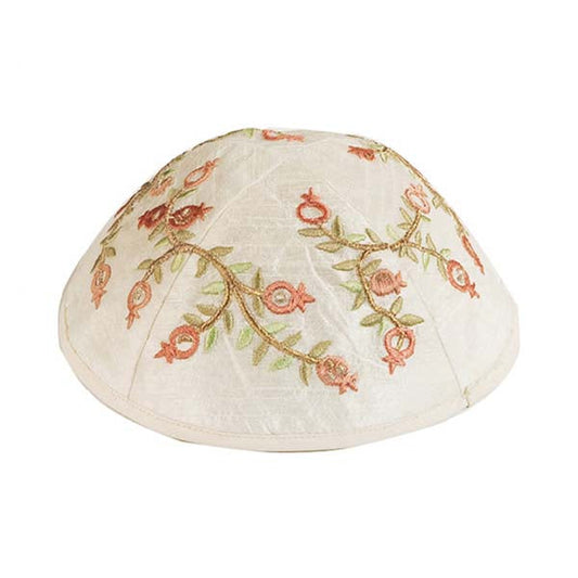 Pomegranate Embroidered Kippah, Light