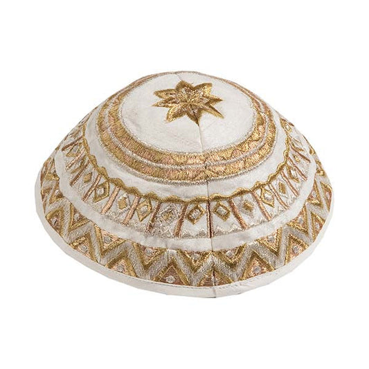 Abstract Embroidered Kippah, Gold