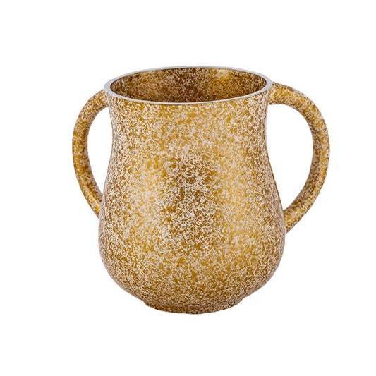 Faux Marble Aluminum Netilat Yadayim Cup, Gold