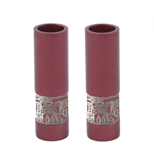 Anodized Aluminum Candlesticks, Jerusalem Cutout