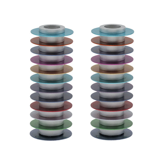 Modern Anodized Aluminum Candlesticks, Multicolor Discs
