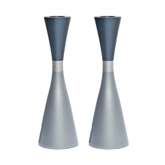 Modern Anodized Aluminum Candlesticks, Gray