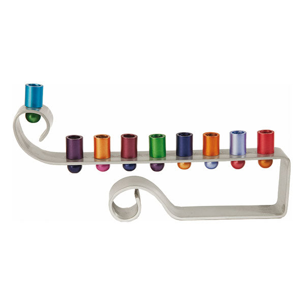 Curl Aluminum Menorah, Multicolor