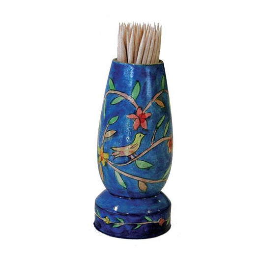 Hand Painted Wood Toothpick Stand, Oriental