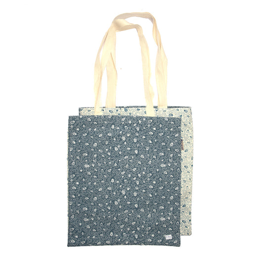 Printed Cotton Tote Bag, Floral Swirl