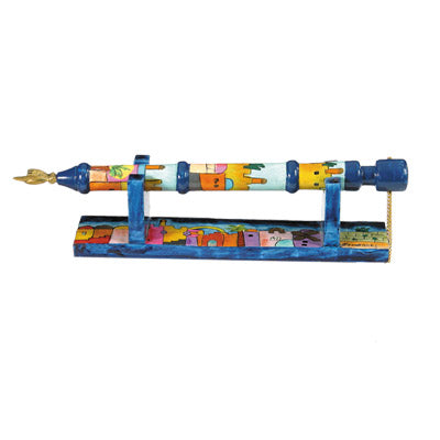 Hand Painted Wood Torah Pointer, Jerusalem