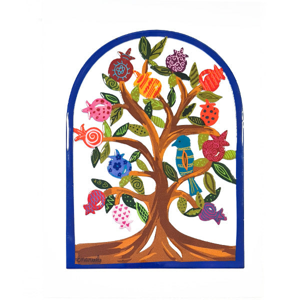 Hand Painted Wood Arch Stand, Pomegranate Tree