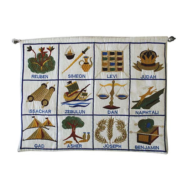 Embroidered Fabric Wall Hanging, Twelve Tribes