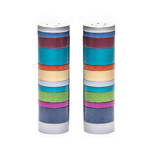 Anodized Aluminum Salt and Pepper Shakers, Multicolor Rings