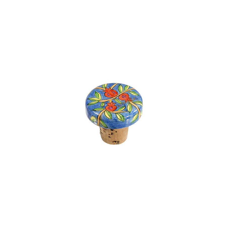 Hand Painted Wood Bottle Cork, Pomegranates