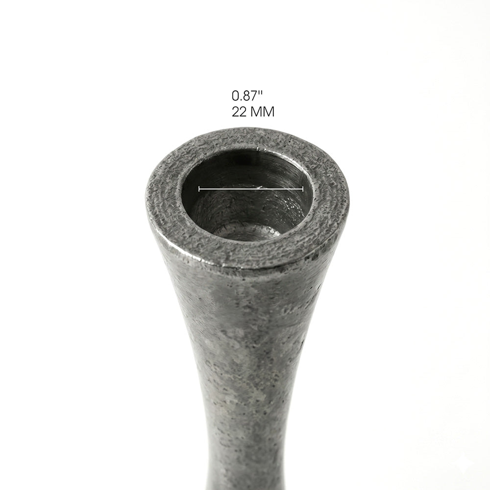 Modern Tapered Aluminum Shabbat Candlesticks, Antique Silver