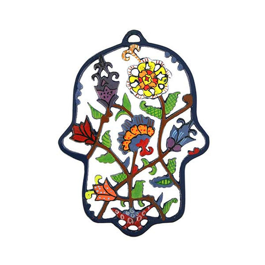 Hand Painted Metal Hamsa, Floral
