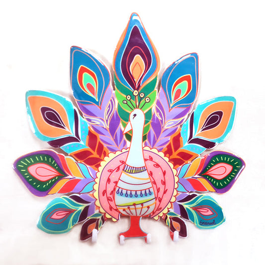 Laser Cut Metal Key Holder, Peacock