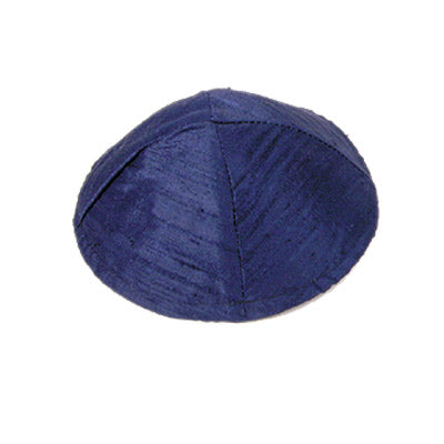 Raw Silk Kippah, Dark Blue