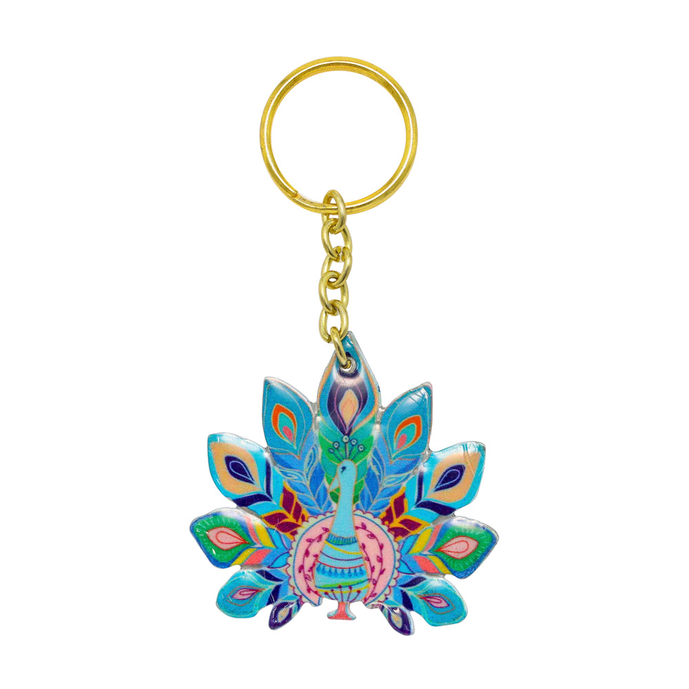 Metal Peacock Key Chain, 4" x 2"