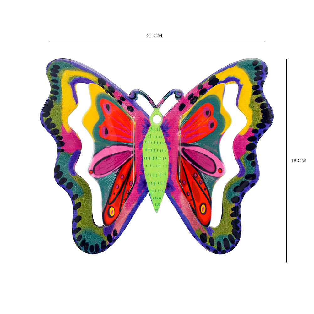 Metal Butterfly Wall Hanging, Multicolor, XL 8 x 7 inches