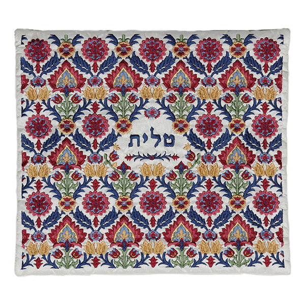 Embroidered Silk Tallit Bag, Antique Floral
