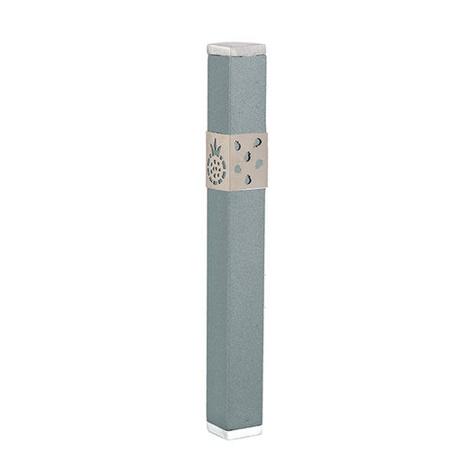 Metal Mezuzah Case, Pomegranate, 6"
